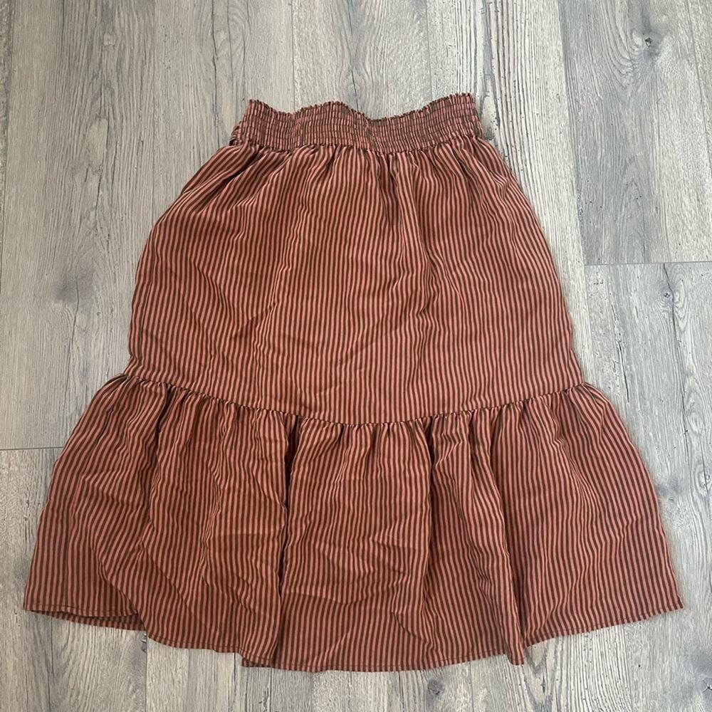 Madewell Tie-Waist Tiered Midi Skirt in Stripe SZ S - Picture 6 of 6